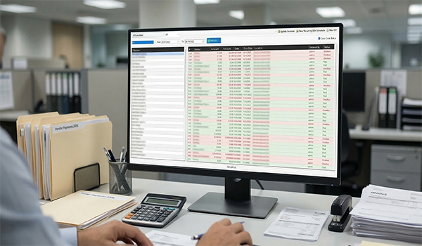 AccuArk© Bill Management interface showing accounts payable and payment tracking