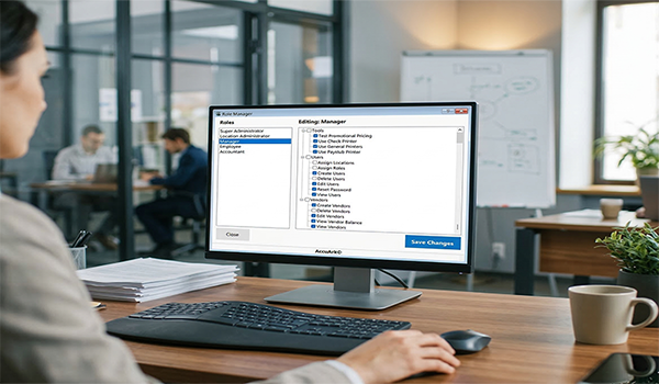 AccuArk© Security and RBAC interface showing role-based access control and audit tools